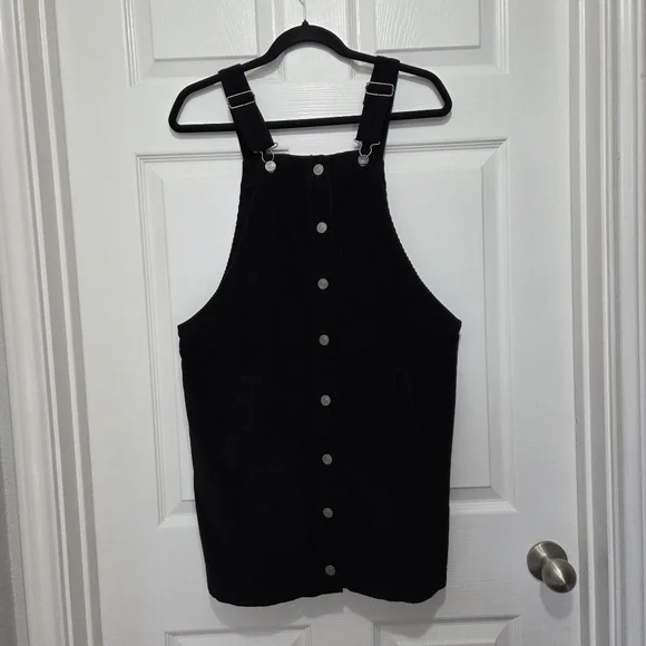 Celebrity Pink Black Corduroy Overall Jumper Mini Dress Size Medium - Picture 3 of 11